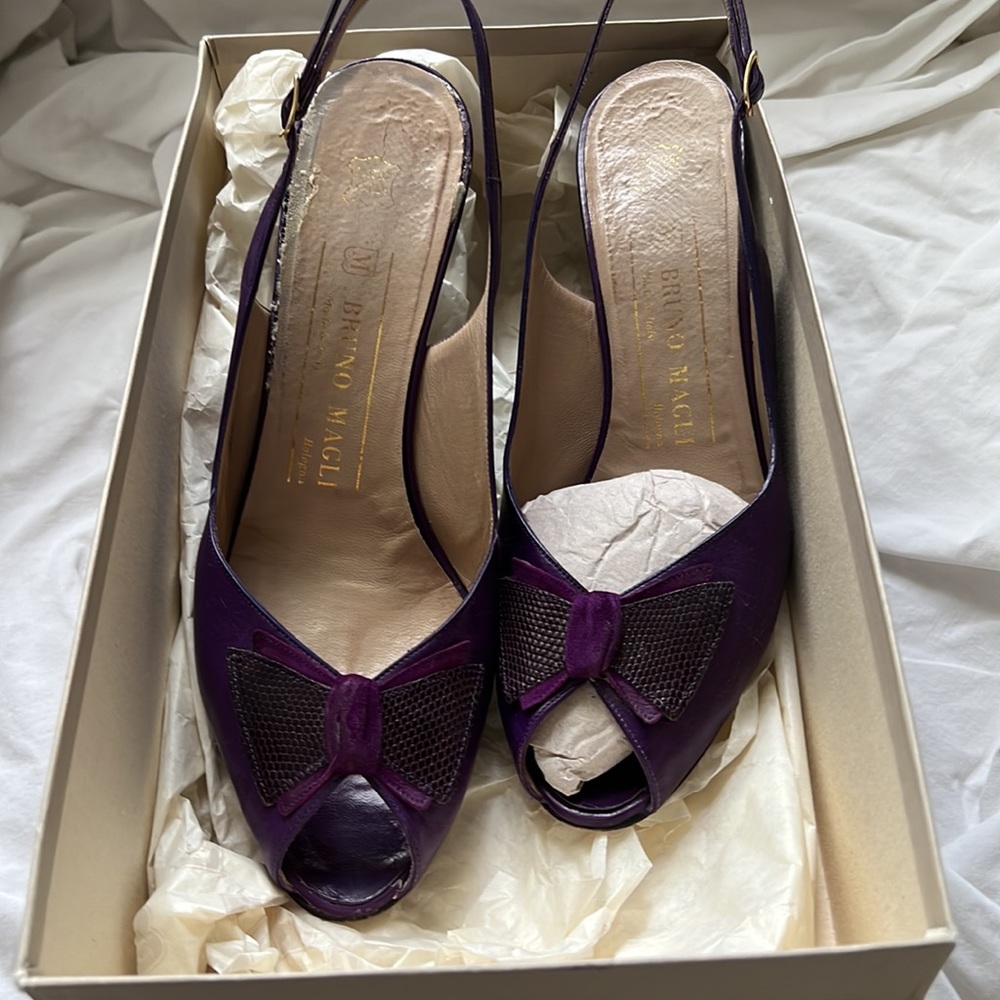 Bruno Magli Slingback Purple Peeptoe Heel w bow